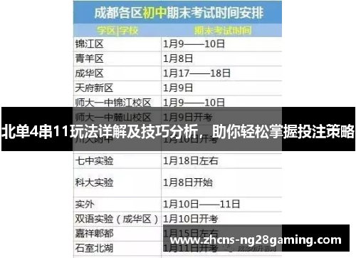 北单4串11玩法详解及技巧分析，助你轻松掌握投注策略