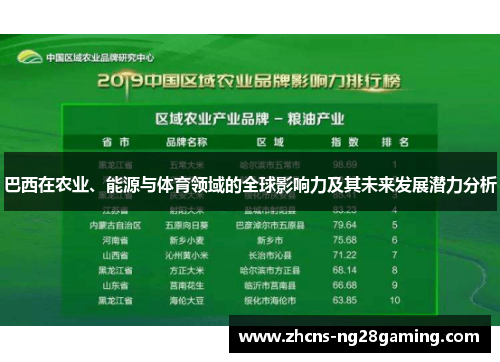 巴西在农业、能源与体育领域的全球影响力及其未来发展潜力分析